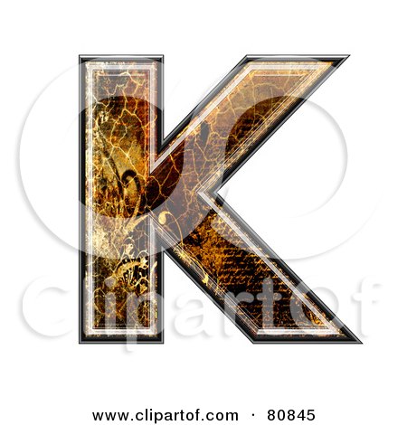 Royalty-Free (RF) Clipart Illustration of a Grunge Texture Symbol; Capitol Letter K by chrisroll
