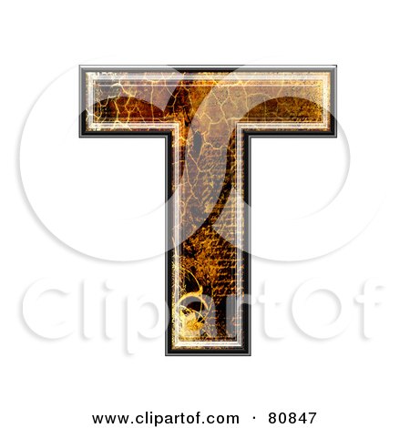 Royalty-Free (RF) Clipart Illustration of a Grunge Texture Symbol; Capitol Letter T by chrisroll