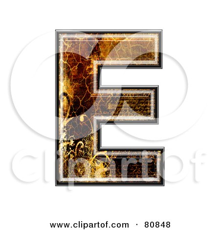 Royalty-Free (RF) Clipart Illustration of a Grunge Texture Symbol; Capitol Letter E by chrisroll