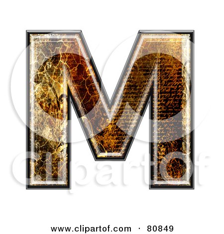 Royalty-Free (RF) Clipart Illustration of a Grunge Texture Symbol; Capitol Letter M by chrisroll