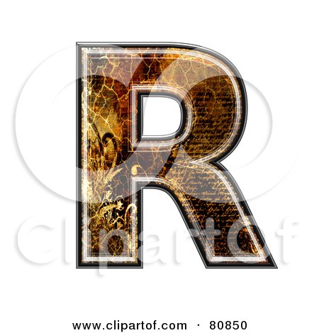 Royalty-Free (RF) Clipart Illustration of a Grunge Texture Symbol; Capitol Letter R by chrisroll