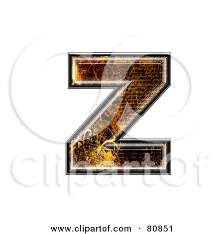 Royalty-Free (RF) Clipart Illustration of a Grunge Texture Symbol; Lowercase Letter z by chrisroll