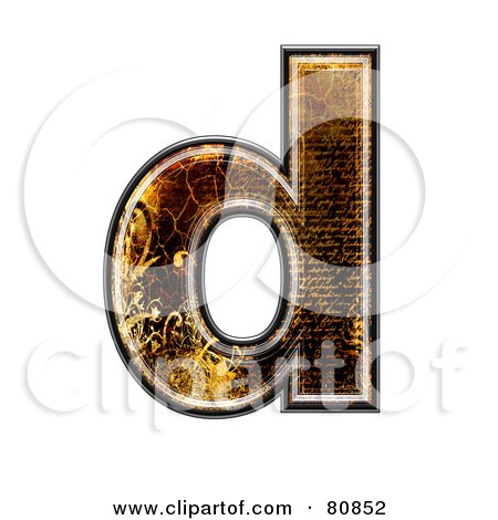 Royalty-Free (RF) Clipart Illustration of a Grunge Texture Symbol; Lowercase Letter d by chrisroll