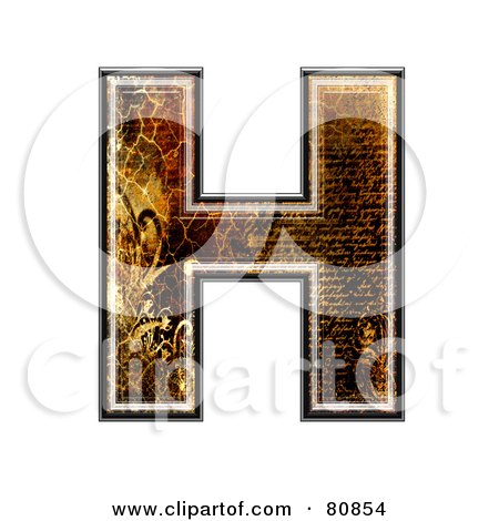 Royalty-Free (RF) Clipart Illustration of a Grunge Texture Symbol; Capitol Letter H by chrisroll