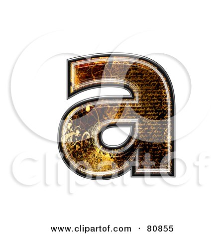Royalty-Free (RF) Clipart Illustration of a Grunge Texture Symbol; Lowercase Letter A by chrisroll