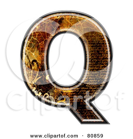 Royalty-Free (RF) Clipart Illustration of a Grunge Texture Symbol; Capitol Letter Q by chrisroll