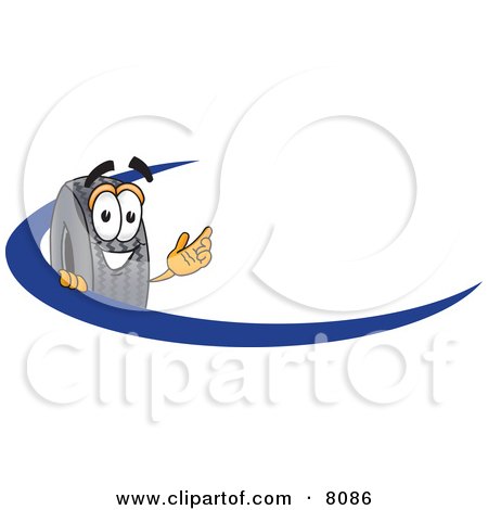 Clipart Picture of a Rubber Tire Mascot Cartoon Character Logo With a Blue Dash by Mascot Junction