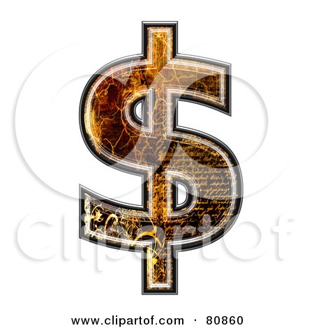 Royalty-Free (RF) Clipart Illustration of a Grunge Texture Symbol; Dollar by chrisroll