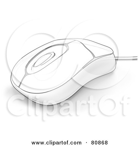 Royalty-Free (RF) Clipart Illustration of a Technical 3d Render Sketch Drawing Of A Wired Computer Mouse by Leo Blanchette