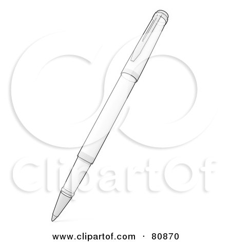 Royalty-Free (RF) Clipart Illustration of a Technical Sketch Drawing Of A Ball Point Pen by Leo Blanchette