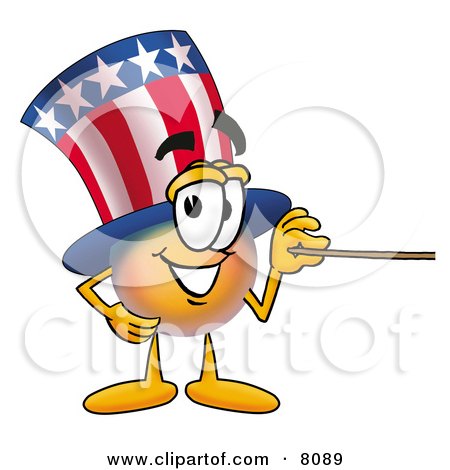Clipart Picture of an Uncle Sam Mascot Cartoon Character Holding a Pointer Stick by Toons4Biz