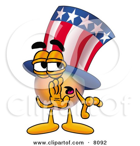 Clipart Picture of an Uncle Sam Mascot Cartoon Character Whispering and Gossiping by Toons4Biz