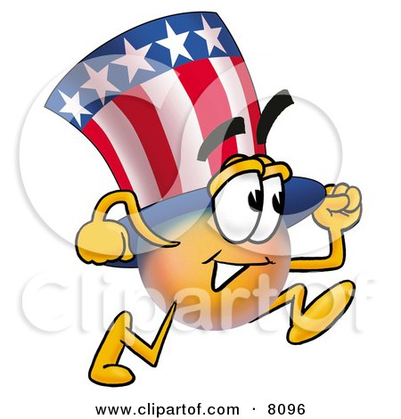 Clipart Picture of an Uncle Sam Mascot Cartoon Character Running by Toons4Biz