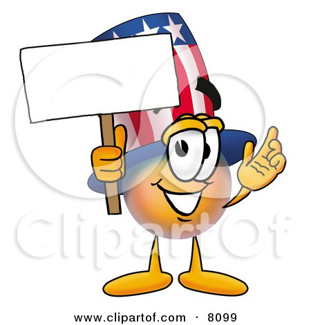 Clipart Picture of an Uncle Sam Mascot Cartoon Character Holding a Blank Sign by Toons4Biz