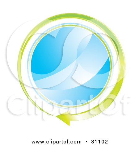 Royalty-Free (RF) Clipart Illustration of a Green Arrow Circling A Blue Glass Button by MilsiArt