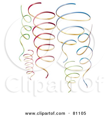 Royalty-Free (RF) Clipart Illustration of a Background Of Colorful Ribbon Confetti On White by MilsiArt