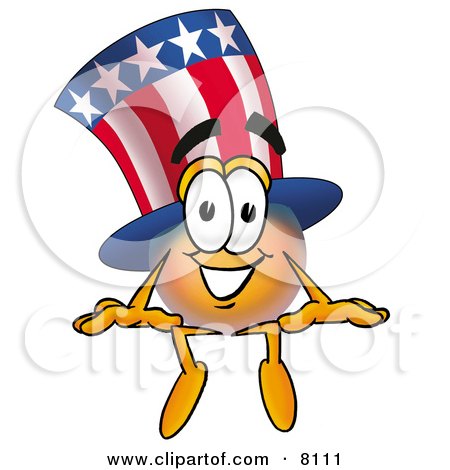 Clipart Picture of an Uncle Sam Mascot Cartoon Character Sitting by Toons4Biz