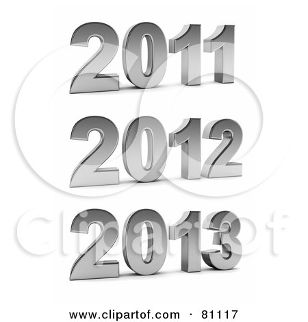 Royalty-Free (RF) Clipart Illustration of a Digital Collage Of Silver 3d Years 2011 2012 and 2013 by stockillustrations