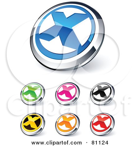 Royalty-Free (RF) Clipart Illustration of a Digital Collage Of Shiny Colored And Chrome X Website Buttons by beboy