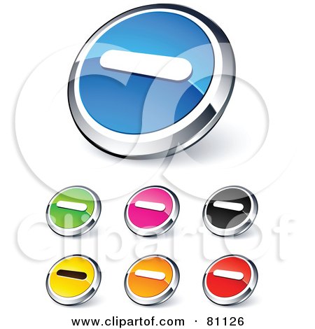 Royalty-Free (RF) Clipart Illustration of a Digital Collage Of Shiny Colored And Chrome Minus Website Buttons by beboy