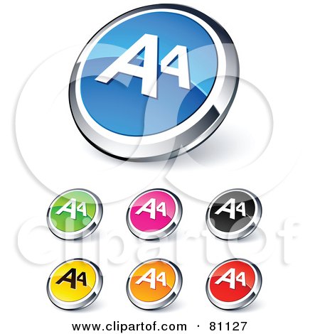 Royalty-Free (RF) Clipart Illustration of a Digital Collage Of Shiny Colored And Chrome AA Website Buttons by beboy