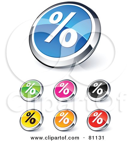 Royalty-Free (RF) Clipart Illustration of a Digital Collage Of Shiny Colored And Chrome Percent Website Buttons by beboy