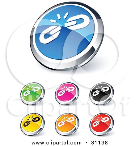 Royalty-Free (RF) Clipart Illustration of a Digital Collage Of Shiny Colored And Chrome Weak Link Website Buttons by beboy
