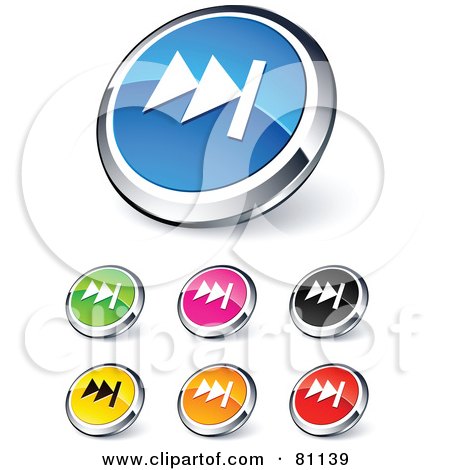 Royalty-Free (RF) Clipart Illustration of a Digital Collage Of Shiny Colored And Chrome Fast Forward Website Buttons by beboy
