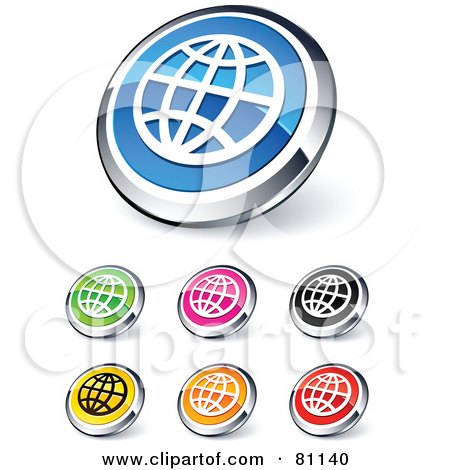 Royalty-Free (RF) Clipart Illustration of a Digital Collage Of Shiny Colored And Chrome Internet Website Buttons by beboy