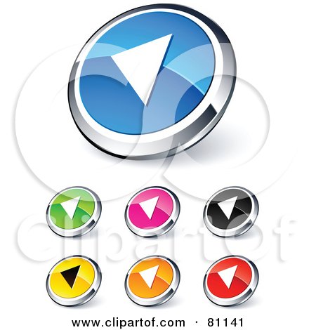 Royalty-Free (RF) Clipart Illustration of a Digital Collage Of Shiny Colored And Chrome Back Website Buttons by beboy