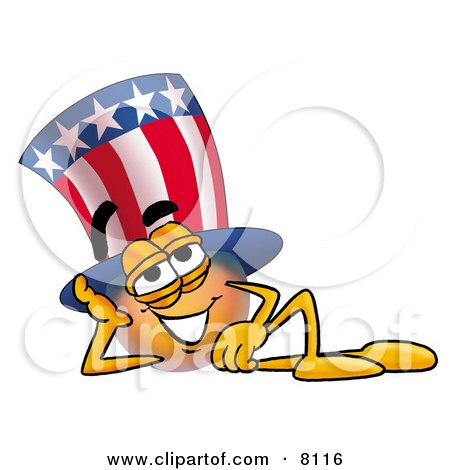Clipart Picture of an Uncle Sam Mascot Cartoon Character Resting His Head on His Hand by Toons4Biz