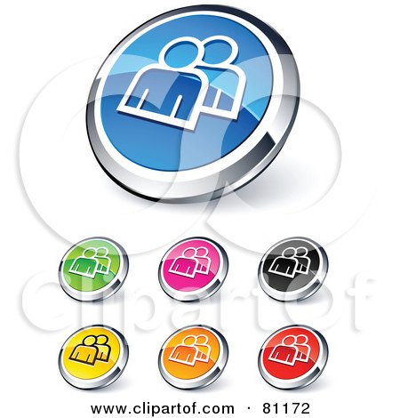 Royalty-Free (RF) Clipart Illustration of a Digital Collage Of Shiny Colored And Chrome Messenger Website Buttons by beboy