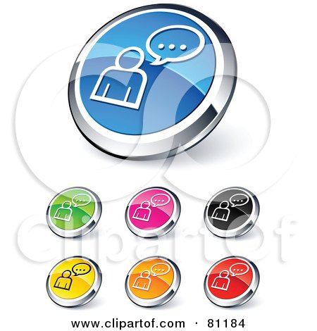 Royalty-Free (RF) Clipart Illustration of a Digital Collage Of Shiny Colored And Chrome Chatting Website Buttons by beboy