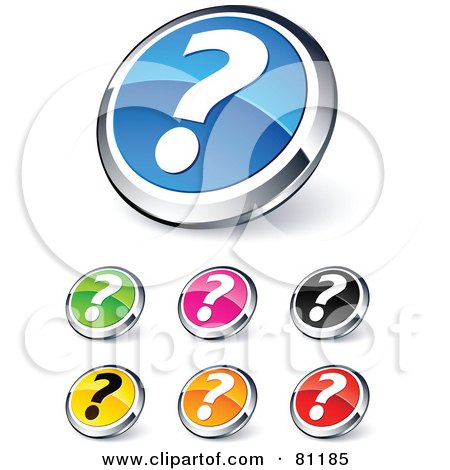 Royalty-Free (RF) Clipart Illustration of a Digital Collage Of Shiny Colored And Chrome Question Mark Website Buttons by beboy