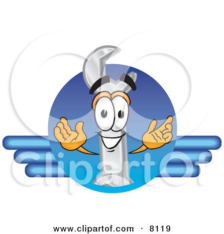 Clipart Picture of a Wrench Mascot Cartoon Character Logo by Mascot Junction