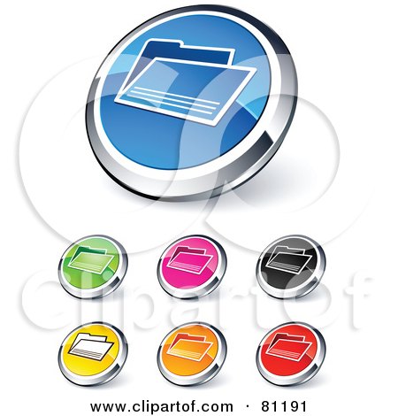 Royalty-Free (RF) Clipart Illustration of a Digital Collage Of Shiny Colored And Chrome Folder Website Buttons by beboy