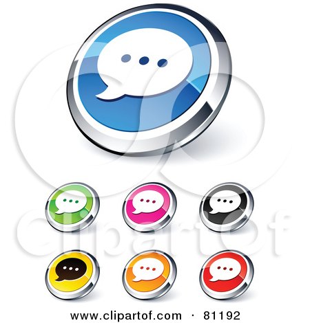 Royalty-Free (RF) Clipart Illustration of a Digital Collage Of Shiny Colored And Chrome Chat Website Buttons by beboy