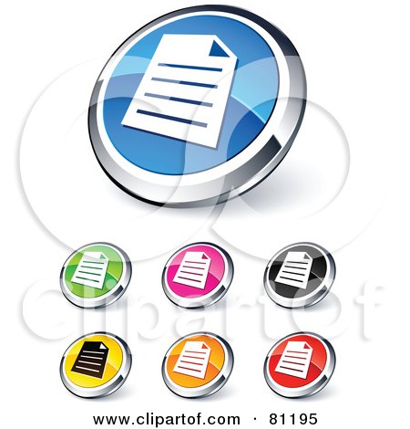 Royalty-Free (RF) Clipart Illustration of a Digital Collage Of Shiny Colored And Chrome Document Website Buttons by beboy
