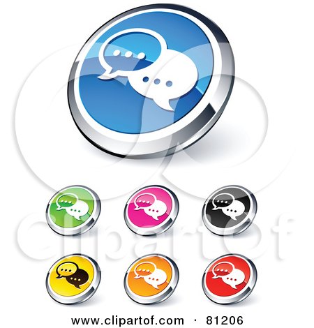 Royalty-Free (RF) Clipart Illustration of a Digital Collage Of Shiny Colored And Chrome Instant Messenger Website Buttons by beboy