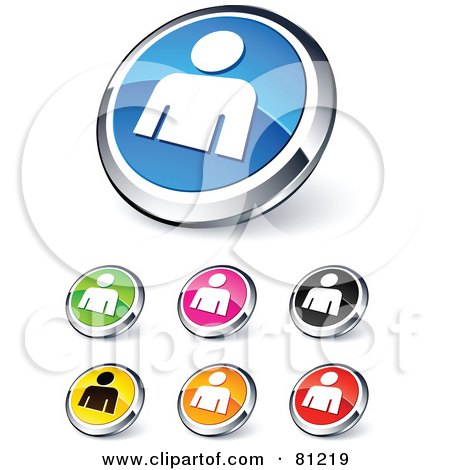 Royalty-Free (RF) Clipart Illustration of a Digital Collage Of Shiny Colored And Chrome Person Website Buttons by beboy