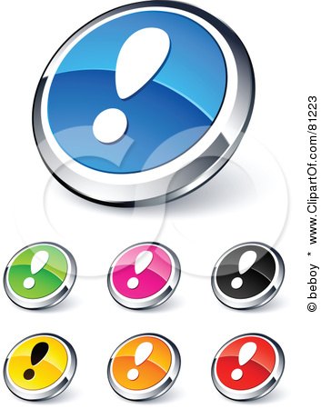 Royalty-Free (RF) Clipart Illustration of a Digital Collage Of Shiny Colored And Chrome Exclamation Point Website Buttons by beboy