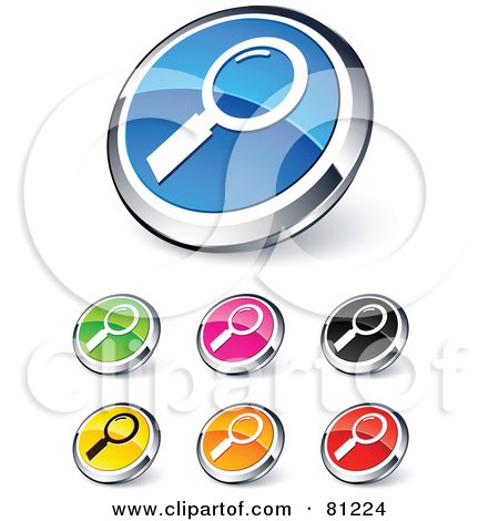 Digital Collage Of Shiny Colored And Chrome Magnifying Glass Website Buttons Posters, Art Prints
