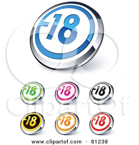 Royalty-Free (RF) Clipart Illustration of a Digital Collage Of Shiny Colored And Chrome Negative 18 Website Buttons by beboy
