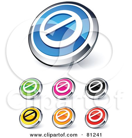 Royalty-Free (RF) Clipart Illustration of a Digital Collage Of Shiny Colored And Chrome Prohibited Website Buttons by beboy