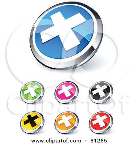 Royalty-Free (RF) Clipart Illustration of a Digital Collage Of Shiny Colored And Chrome X Mark Website Buttons by beboy