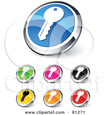 Royalty-Free (RF) Clipart Illustration of a Digital Collage Of Shiny Colored And Chrome Key Website Buttons by beboy
