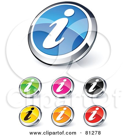 Royalty-Free (RF) Clipart Illustration of a Digital Collage Of Shiny Colored And Chrome Information Website Buttons by beboy
