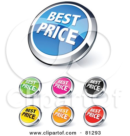 Royalty-Free (RF) Clipart Illustration of a Digital Collage Of Shiny Colored And Chrome Best Price Website Buttons by beboy