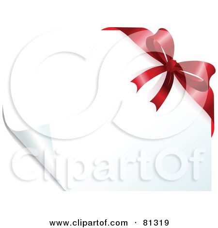 Royalty-Free (RF) Clipart Illustration of a Page Turning On A White Background With A Red Bow by Pushkin