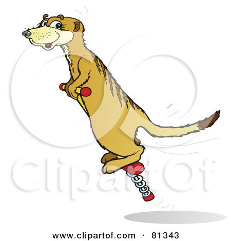 Royalty-Free (RF) Clipart Illustration of a Meerkat Bouncing On A Pogo Stick by Snowy